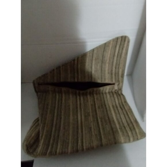 Vintage Daffodil 100% Silk Striped Clutch Bag With Flap Closure - Picture 2 of 4